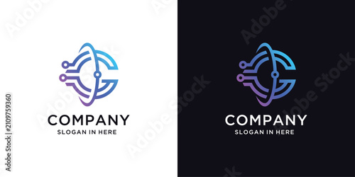 Abstract geometric initial G logo design for business technology 