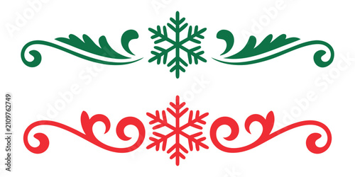 Winter Snowflake Decorative Border Vector Set for Christmas Holiday Design