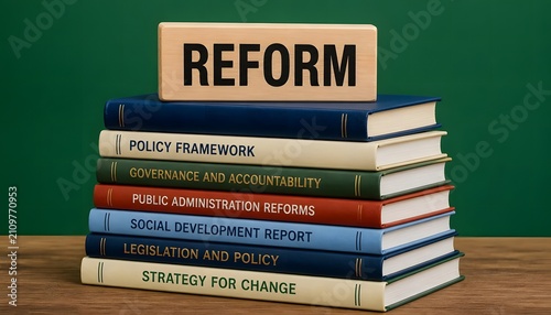 Books stack showing reform policy concepts