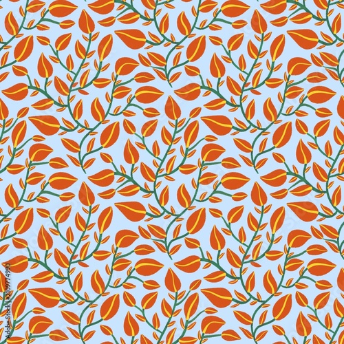 Floral seamless pattern, vintage style with soft blue background. Best for background, backdrop
