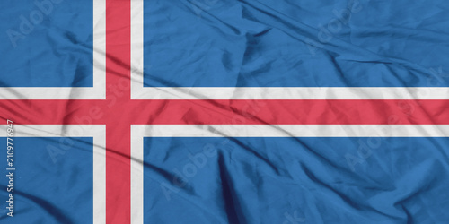 Iceland Flag Air Waves Close Up