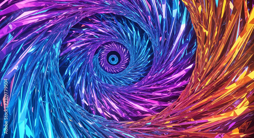 Vibrant Swirling Vortex Tunnel, Hypnotic Abstract Geometry, Psychedelic Color Gradient