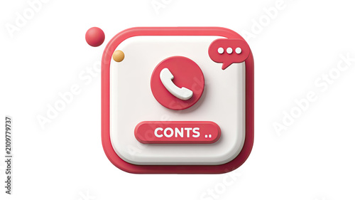 Contact App Icon with Phone Call and Chat Message Symbol for Mobile Communication isolated on transparent background