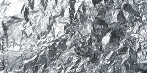Crumpled Aluminum Foil Texture Background in Silver Tones