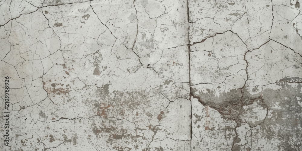 Obraz premium Aged Cracked Wall Surface with Peeling Paint in Neutral Tones