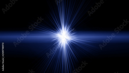 Bild auf Leinwand Bright starburst effect with radiating lines against a dark background a digital