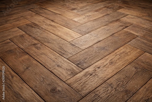 Wooden Herringbone Pattern Flooring in Warm Tones