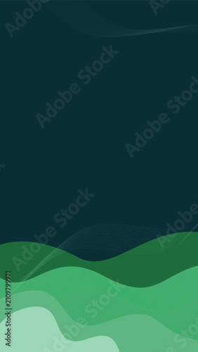 Dark Emerald Green Abstract Layered Wave Mobile Wallpaper