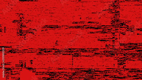 Fotografie Red glitch pattern with distorted lines and fragmented blocks a digital texture