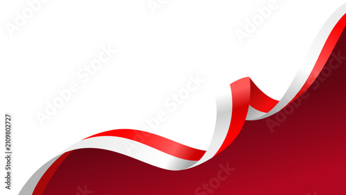 Ribbon indonesia flag Waving Corner ornament, suitable for travel brochure