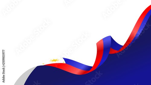Philippines flag Waving Corner ornament, suitable for travel brochure