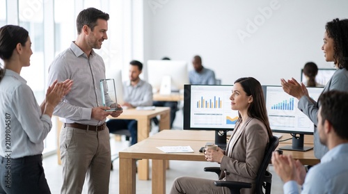 Office Recognition Scene Suggests Unequal Reward Between Colleagues