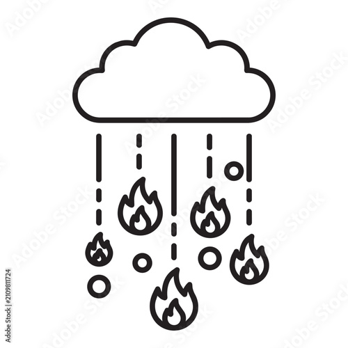 Quadro su tela Biblical plague of hail and fire raining from a cloud representing divine judgme
