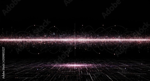 Digital visualization of complex systems across a vast, dark expanse. Conceptual framework for knowledge domains and strategic future planning ,futuristic ,concept ,visualization