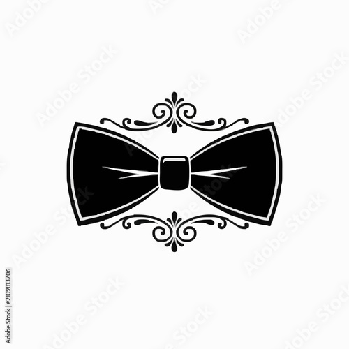 Elegant Black Bow Tie Graphic with Ornamental Filigree