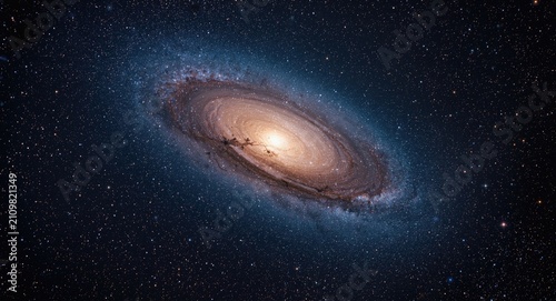Spiral Galaxy Against a Starry Sky in Deep Space