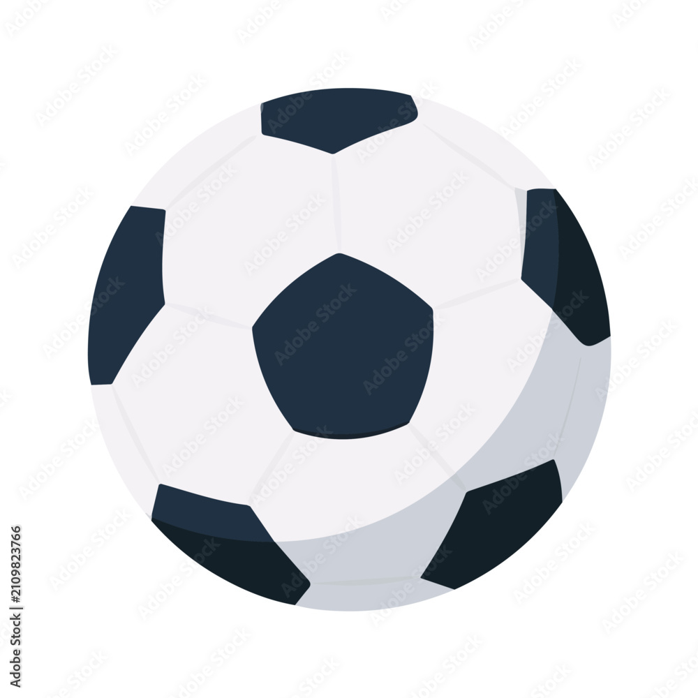 Fototapeta premium Flat 2D illustration of Soccer Ball, simple modern design, isolated on a white background.