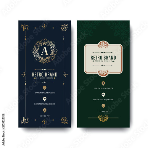 Luxury Vintage Retro Business Roll Up Banner Template with Ornamental Decorative Frame