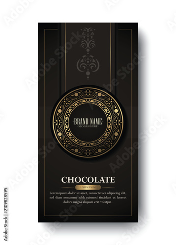 Luxury Chocolate Packaging Label Template with Ornamental Vintage Circular Frame