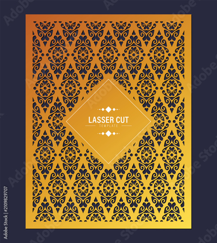 Luxury Ornamental Laser Cut Template with Decorative Floral Pattern Background