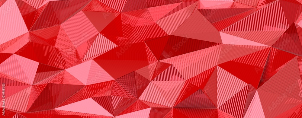 Obraz premium A dynamic abstract background featuring a low poly geometric pattern in varying shades of red.