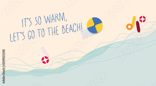 Foto it's so warm, let's go to the beach! Linked-In Banner, lifestyle, umbrellas on t