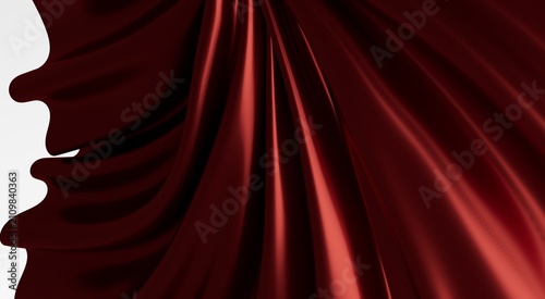 Close up of draped deep red...