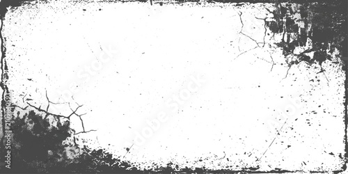 Bild auf Leinwand A close-up textured view of a distressed, aged, and weathered concrete surface with visible cracks and peeling paint, revealing layers of decay and time