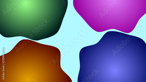An abstract background with smooth color shapes and soft gradients. Bright, multicolored shapes with rounded edges create a minimalist composition suitable for web design, presentations, mobile apps, 