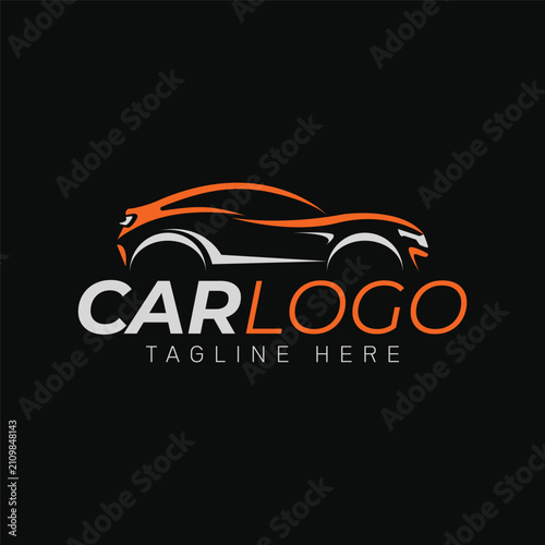 Minimalist Black Sports Car Silhouette Logo Template