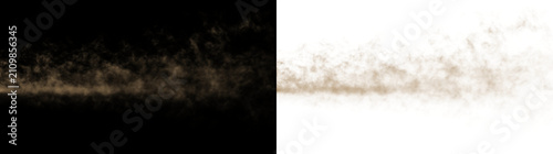 Quadro su tela Brown smoke rises from the ground on a transparent background during a warm afte