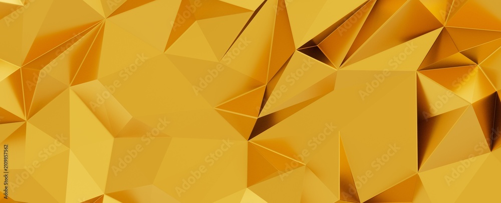 Obraz premium Polygonal gold surface with dramatic light and shadow abstract design