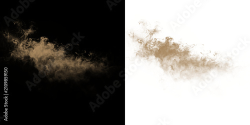 Foto Brown smoke flows on a transparent background creating an abstract effect in mid