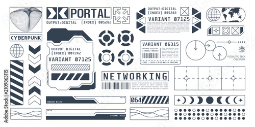 Futuristic HUD UI elements set for scifi interface design