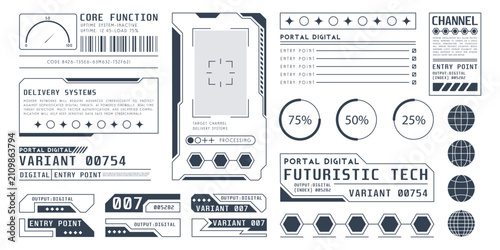 Futuristic digital interface elements and HUD dashboard design