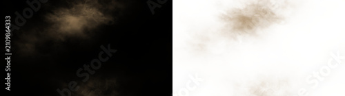 Obraz na płótnie Brown smoke rises on a transparent background in a random pattern creating a mis
