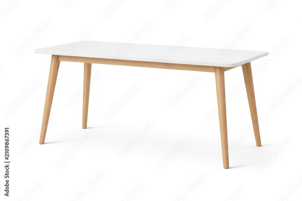 Fototapeta premium Minimalist wooden dining table design.