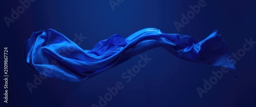 Flowing Blue Silk Fabric in...