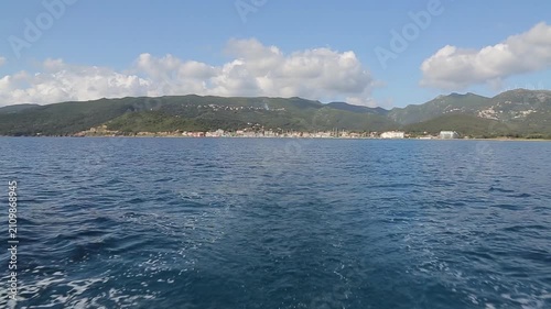 Sailing Away from Macinaggio Coastal Town in Cap Corse Corsica
