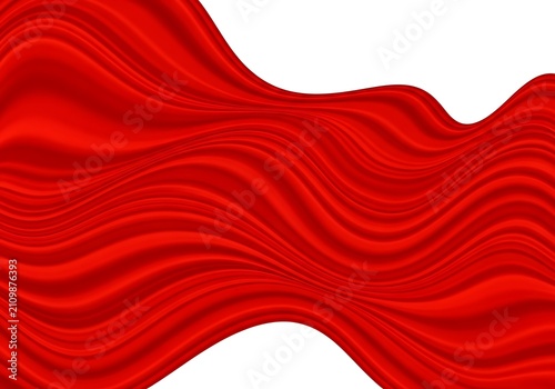 Abstract red fluid wave background with smooth flowing dynamic lines and copy space for design