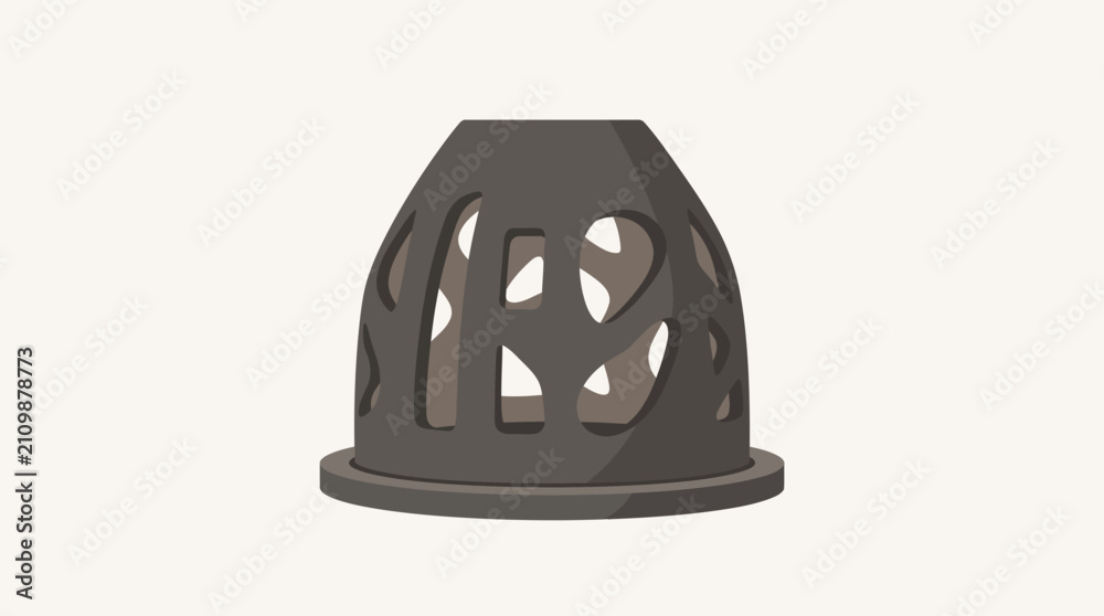 Fototapeta premium Decorative dark grey carved ceramic lantern holder vector illustration