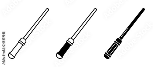 Konstfotografi Magic Wand Icons, Fantasy Spell Stick Vector Graphics, Wizardry Tool Set