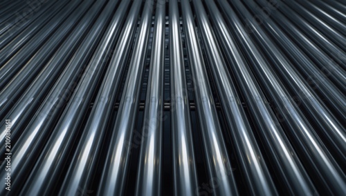 Shiny Metal Pipes Aligned i...