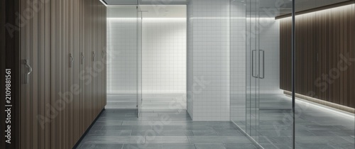 Modern Locker Room Interior...