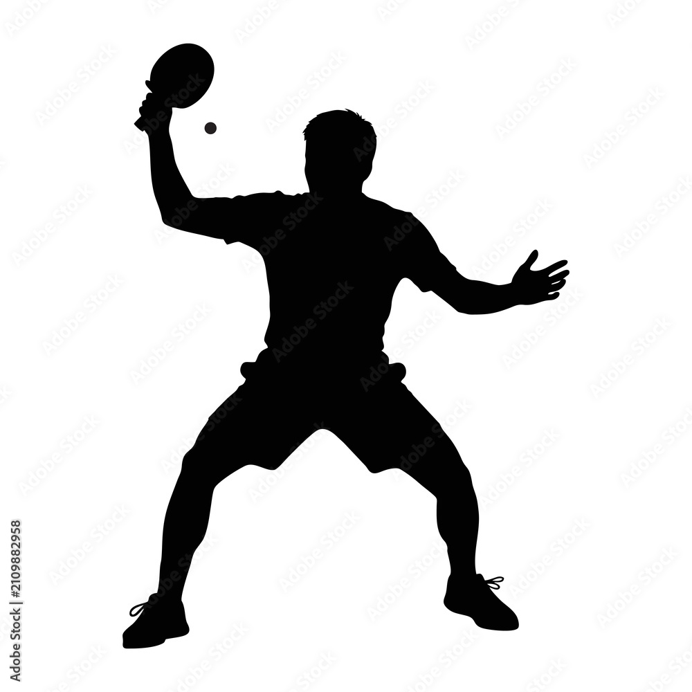 Obraz premium Table Tennis Player Silhouette Ping Pong Vector Illustration