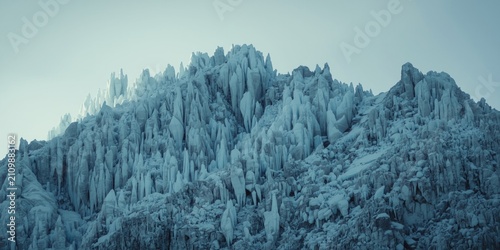Icy Mountain Ridge with Sha...