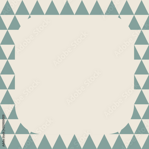  Japanese Uroko Pattern Frame with Rounded Square Copy Space-Green