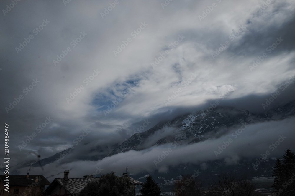 Fototapeta premium Snow-covered mountain landscapes of the Aosta Valley during the Christmas holidays