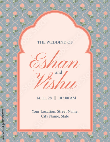 Indian wedding invitation. save the date wedding related card luxury anniversary weddings celebration flyer poster