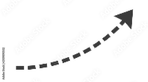Quadro su tela Dotted arrow pointing up and right made of black halftone dots